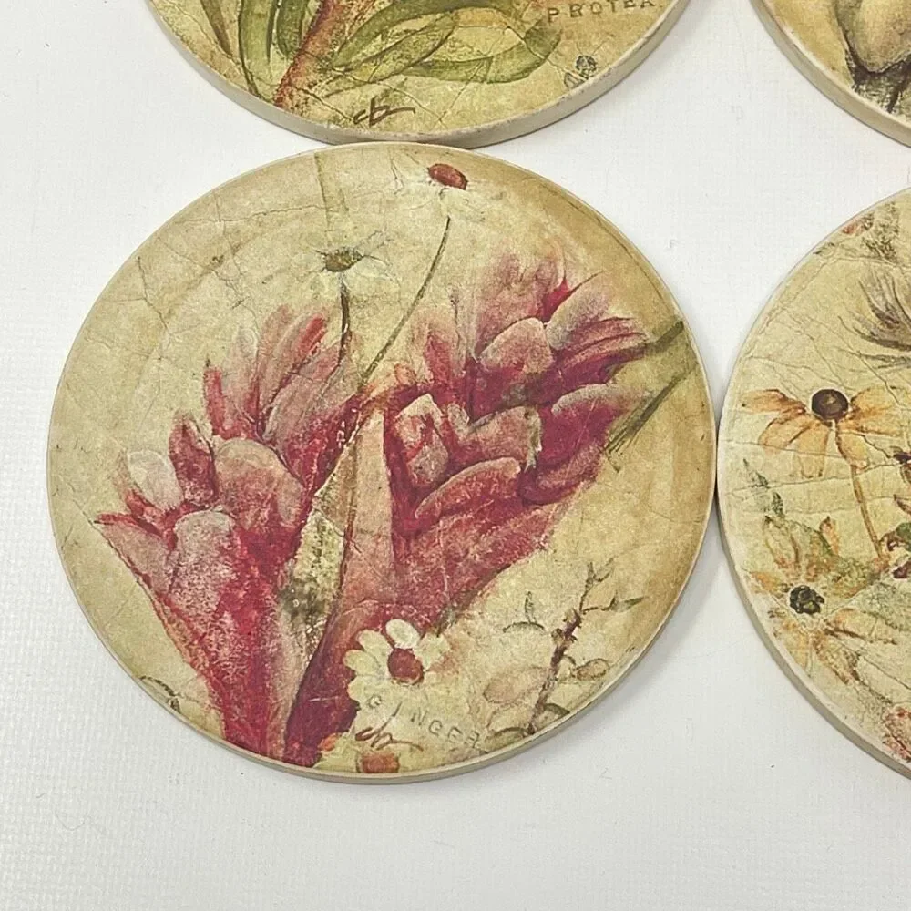 Coasterstone Coaster Stone Set of 4 Assorted Floral Flower Designs